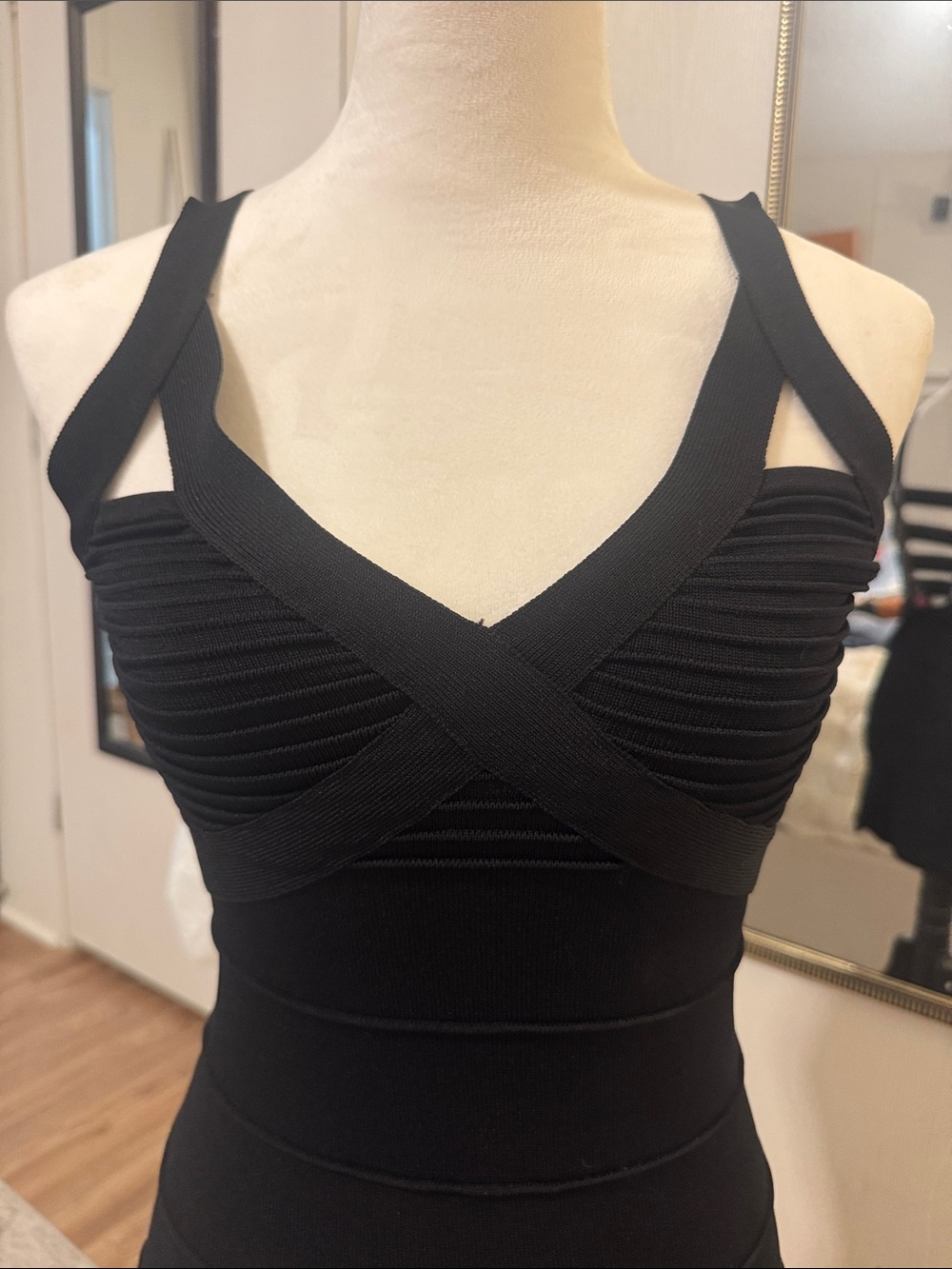 Vintage y2k Bebe Black Bandage Bodycon Dress - Women small - Picture 2 of 5